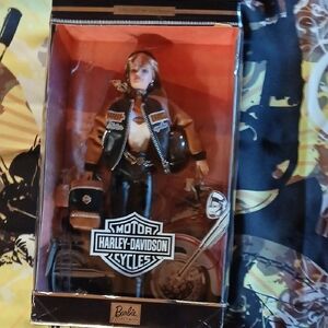 Vintage Harley-Davidson Doll with Black and Brown Jacket